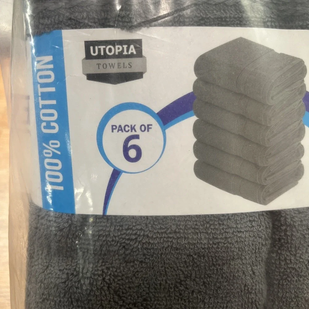 Utopia Towels Package of 6 Hand Towels in Grey, 16